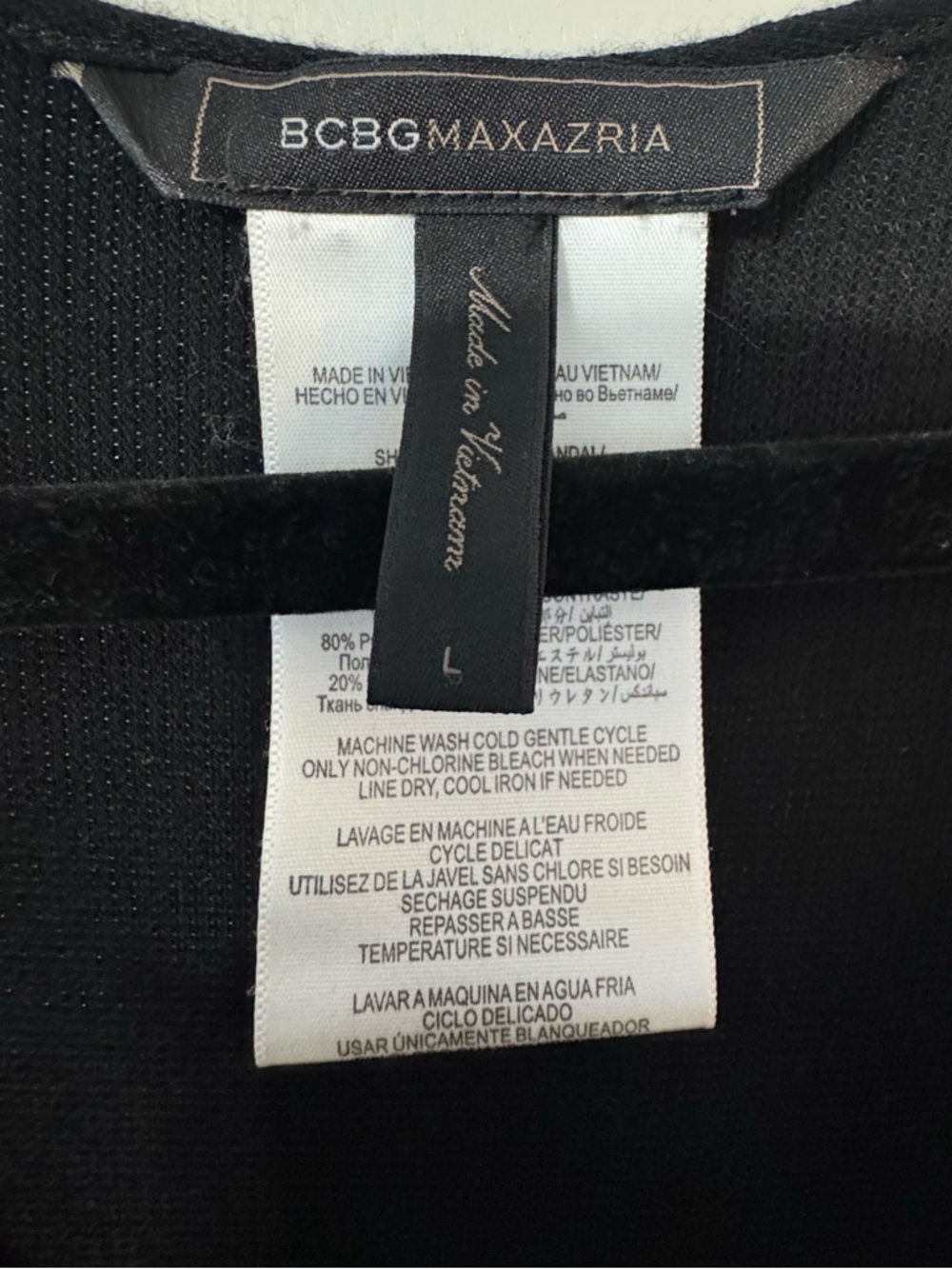 BCBG Max Azria Black Asymmetrical Layered Racerback Midi Dress Size L - Picture 11 of 12